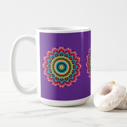 Colorful Rainbow Mandala Mug Kaffeetasse (Mit Donut)