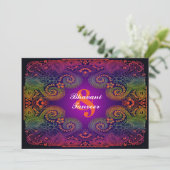 Colorful Rainbow Paisley Wedding Einladung (Stehend Vorderseite)