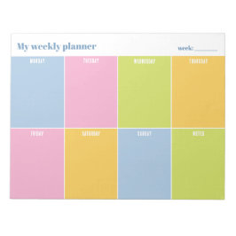 Colorful Rainbow Pastel Custom Weekly Planner Notizblock