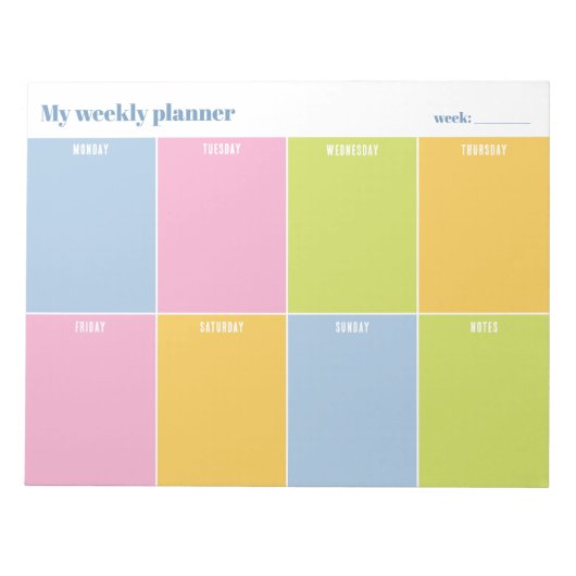 Colorful Rainbow Pastel Custom Weekly Planner Notizblock (Vorderseite)