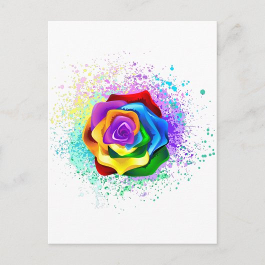 Colorful Rainbow Rose Einladungspostkarte (Vorderseite)