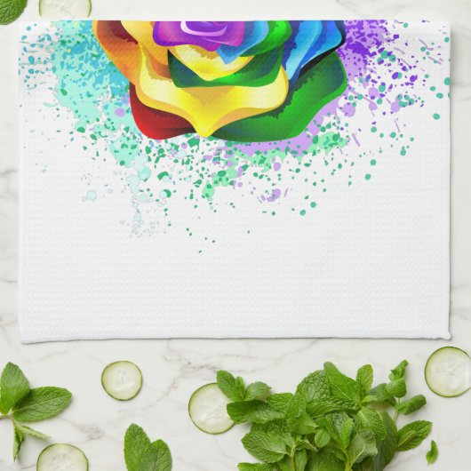 Colorful Rainbow Rose Geschirrtuch (Gefaltet)