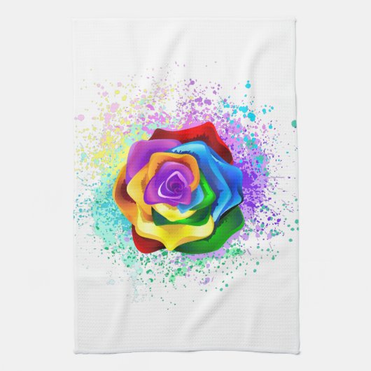 Colorful Rainbow Rose Geschirrtuch (Vertikal)