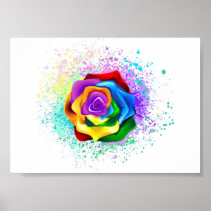 Colorful Rainbow Rose Poster
