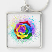 Colorful Rainbow Rose Schlüsselanhänger (Vorne)