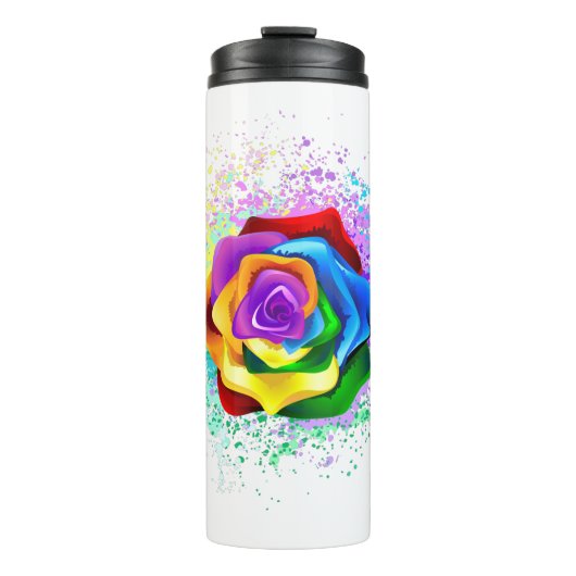 Colorful Rainbow Rose Thermosbecher (Vorderseite)