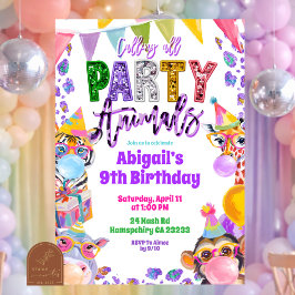 Colorful Rainbow Sequin Glitter Safari Birthday Einladung