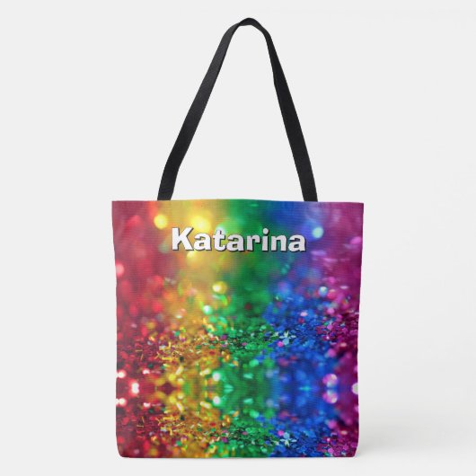 Colorful Rainbow Sequin Print Personalized Name Tasche (Vorderseite)