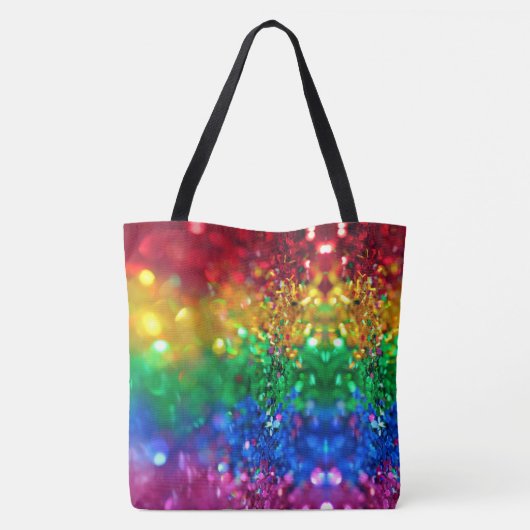 Colorful Rainbow Sequin Print Personalized Name Tasche (Rückseite)