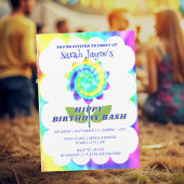 Colorful Rainbow Tie Dye Birthday Invitation Einladung