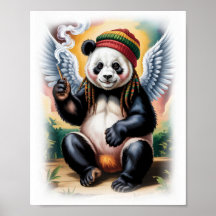Colorful Rasta Panda Angel on a White