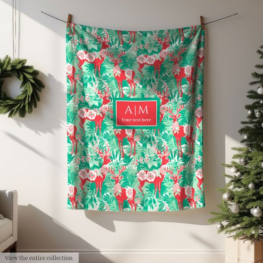 Colorful red and green watercolor preppy throw fleecedecke