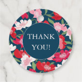 Colorful Red Floral Blue Vielen Dank Geschenkanhänger (Rückseite)