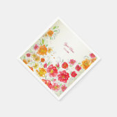Colorful Red Yellow Pink Floral Wedding Party Serviette (Ecke)