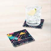 Colorful Retro 80's Graduation Party Rechteckiger Pappuntersetzer (Vor Ort)