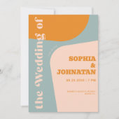 Colorful retro bold typography wedding einladung (Vorderseite)