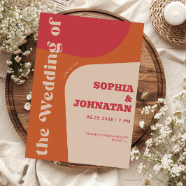 Colorful retro bold typography wedding einladung