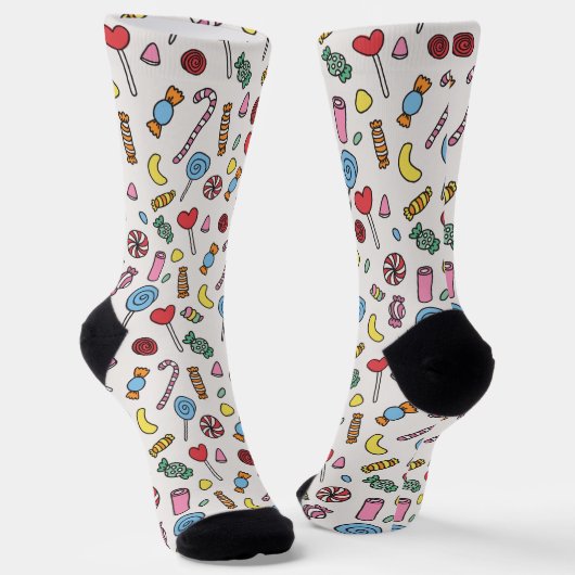 Colorful Retro Cartoon Candy Pattern Socks Socken (Gewinkelt)