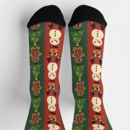 Colorful Retro Christmas Crew Socks Socken