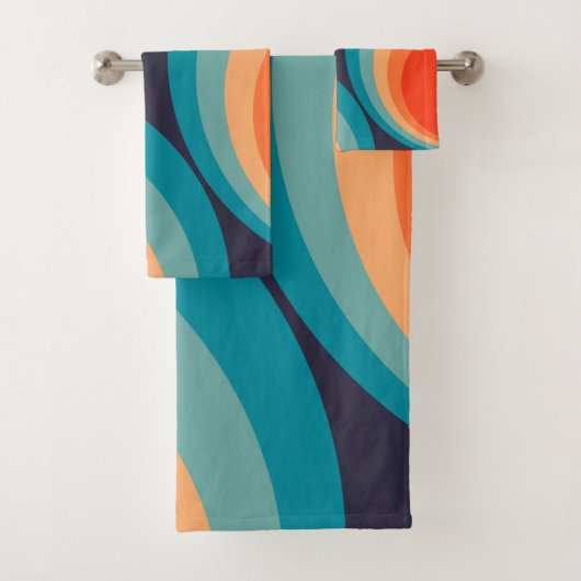 Colorful retro Circles Design Badhandtuch Set (Insitu)
