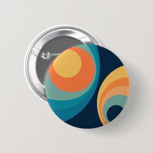 Colorful retro Circles Design Button (Vorne & Hinten)