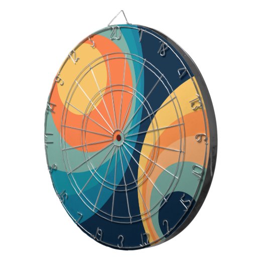 Colorful retro Circles Design Dartscheibe (Vorderseite rechts)