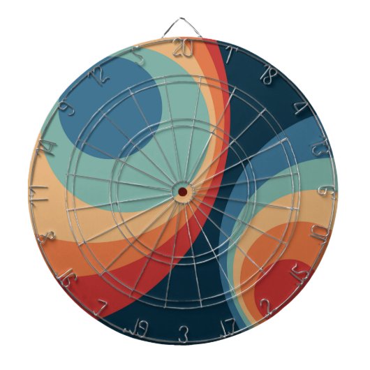 Colorful retro Circles Design Dartscheibe (vorne)