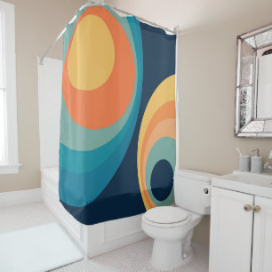 Colorful retro Circles Design Duschvorhang