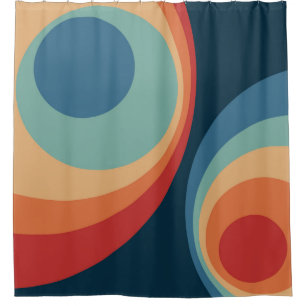 Colorful retro Circles Design Duschvorhang
