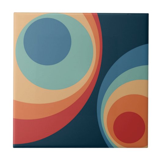 Colorful retro Circles Design Fliese (Vorderseite)