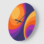 Colorful retro Circles Design Große Wanduhr (Winkel)