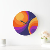 Colorful retro Circles Design Große Wanduhr (Zuhause)