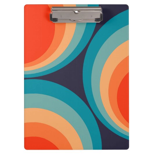 Colorful retro Circles Design Klemmbrett (Vorderseite)