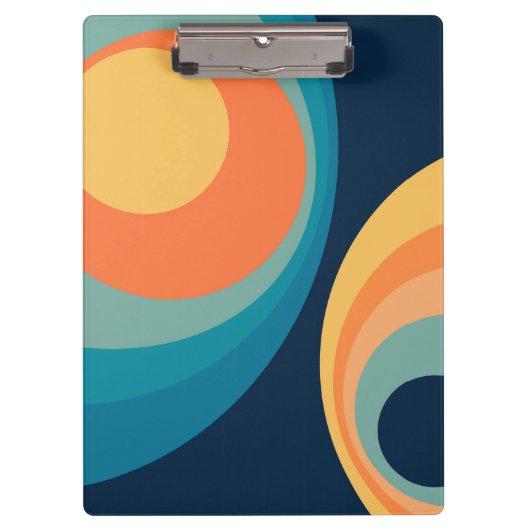 Colorful retro Circles Design Klemmbrett (Vorderseite)