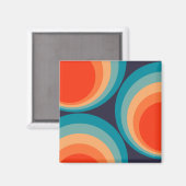 Colorful retro Circles Design Magnet (Vorderseite/Rückseite)