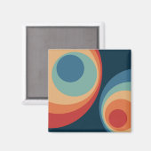 Colorful retro Circles Design Magnet (Vorderseite/Rückseite)