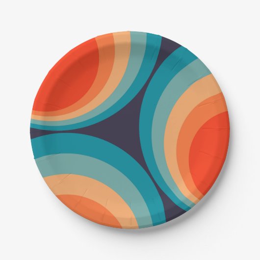 Colorful retro Circles Design Pappteller (Vorderseite)