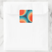 Colorful retro Circles Design Quadratischer Aufkleber (Tasche)