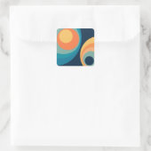 Colorful retro Circles Design Quadratischer Aufkleber (Tasche)