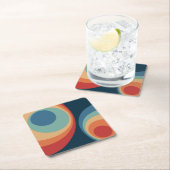 Colorful retro Circles Design Rechteckiger Pappuntersetzer (Vor Ort)