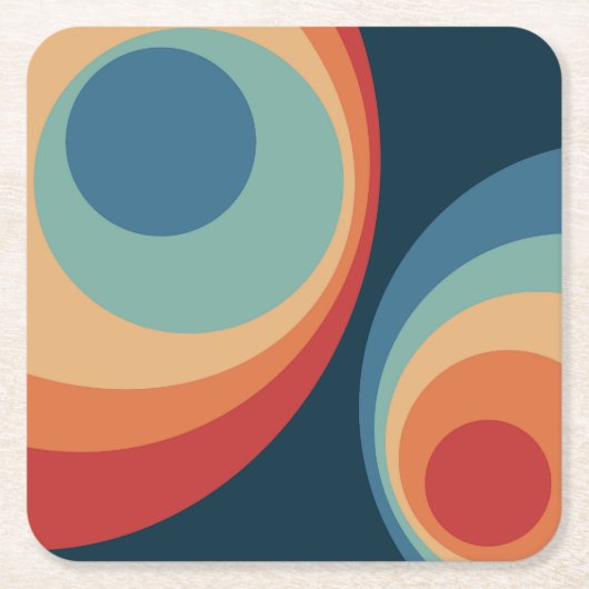 Colorful retro Circles Design Rechteckiger Pappuntersetzer (Vorderseite)