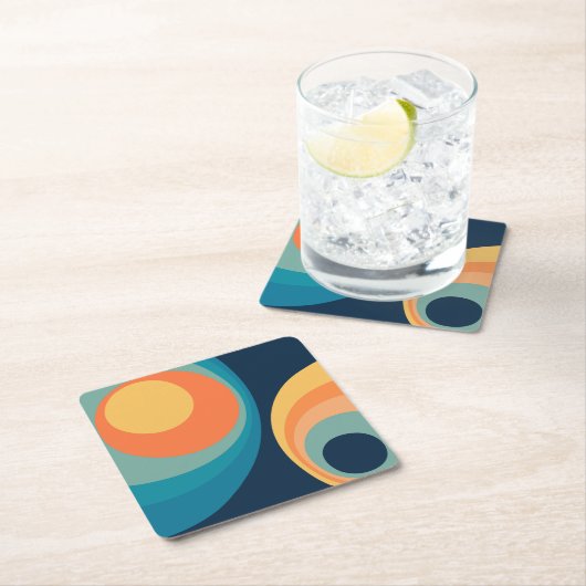 Colorful retro Circles Design Rechteckiger Pappuntersetzer (Vor Ort)