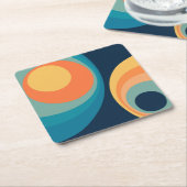 Colorful retro Circles Design Rechteckiger Pappuntersetzer (angewinkelt)