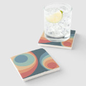 Colorful retro Circles Design Steinuntersetzer (Seitenansicht)