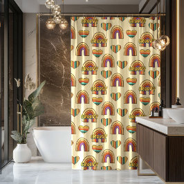 Colorful Retro Curtain Pastel Groovy Bathroom Duschvorhang