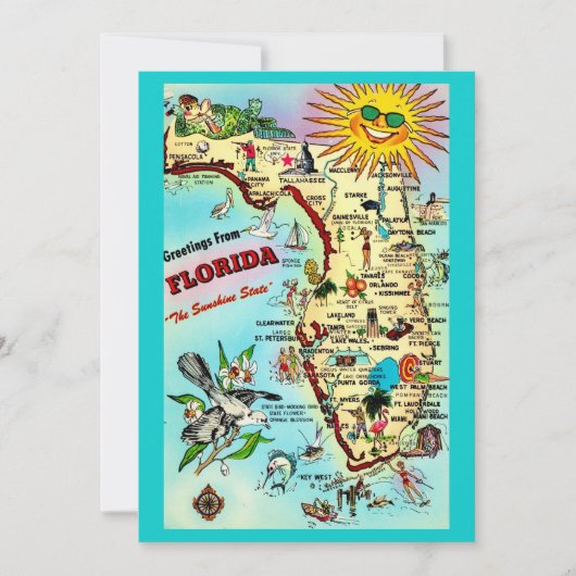Colorful Retro Florida 5x7 Big Postcard  Karte (Vorderseite)