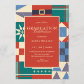 Colorful retro geometric graduation einladung (Vorderseite)