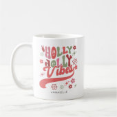 Colorful Retro Groovy Holly Jolly Vibes Holiday Kaffeetasse (Links)