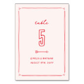 Colorful Retro Hand Drawn Modern Wedding Tischnummer (Rückseite)