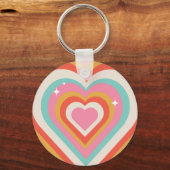 Colorful Retro Hearts with Sparkles | Valentine Schlüsselanhänger (Vorderseite)